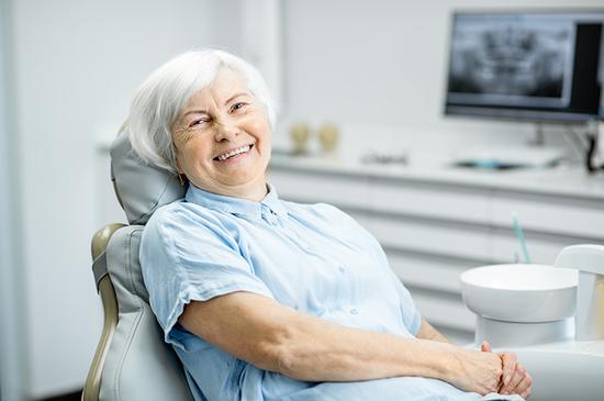 Elderly lady at a dental office